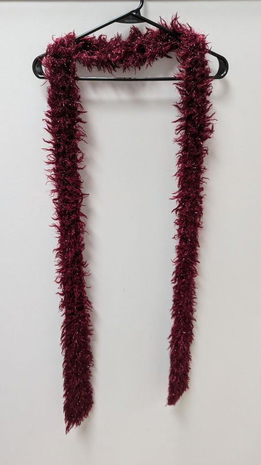 Burgundy Shimmer Faux-Fur Scarf