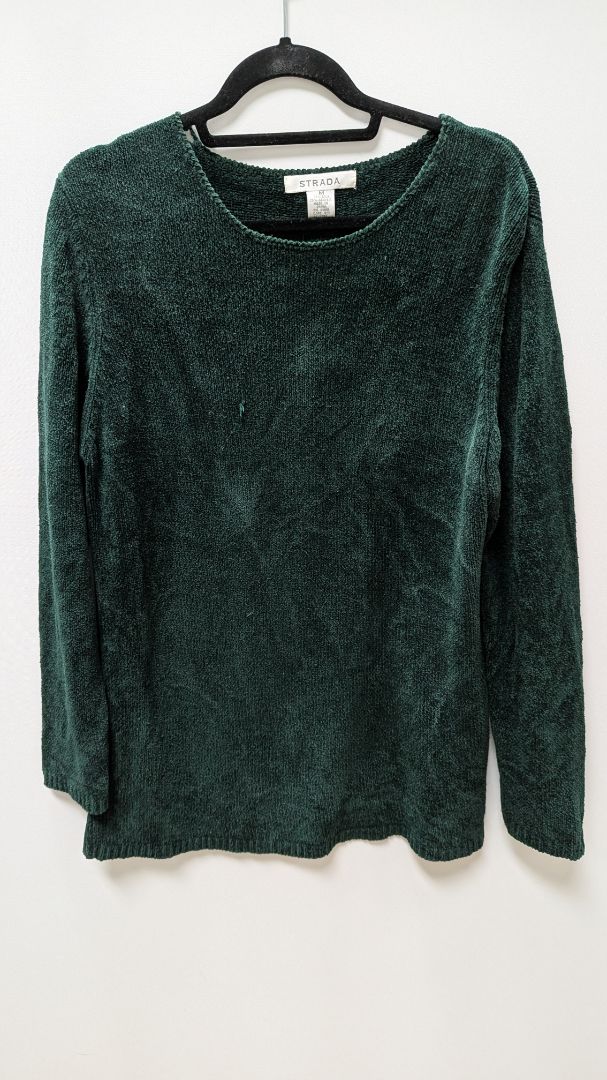 STRADA Dark Green Silk-Blend Knit Sweater