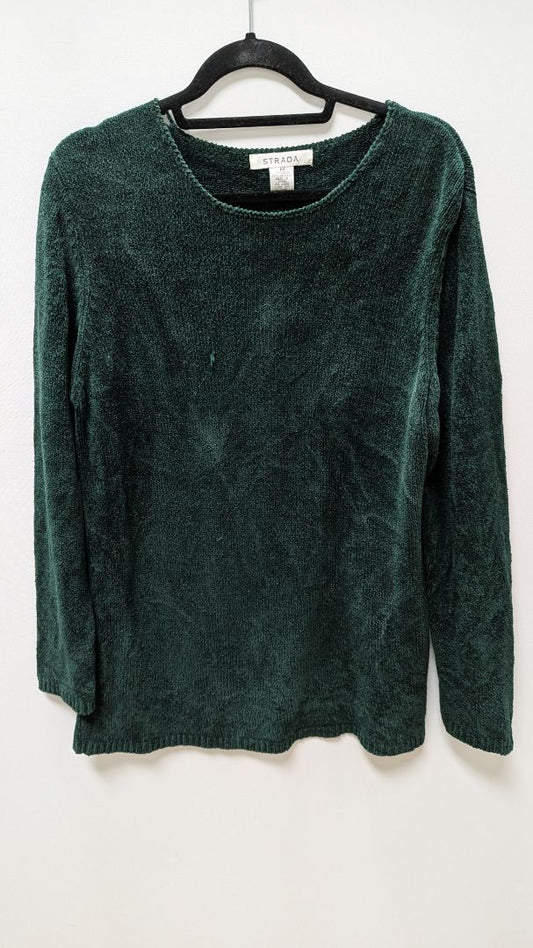 STRADA Dark Green Silk-Blend Knit Sweater