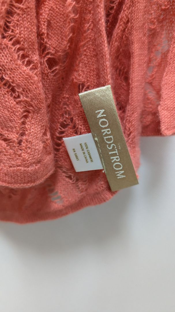 Nordstrom Peach Cashmere Shawl Scarf