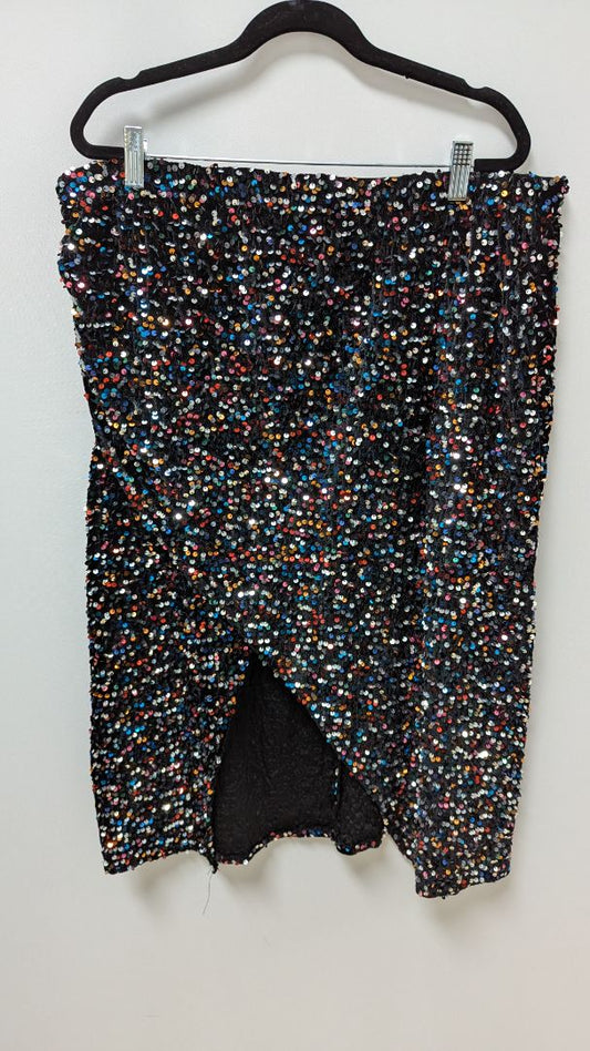 Black/Multicolor Sequin Midi Skirt