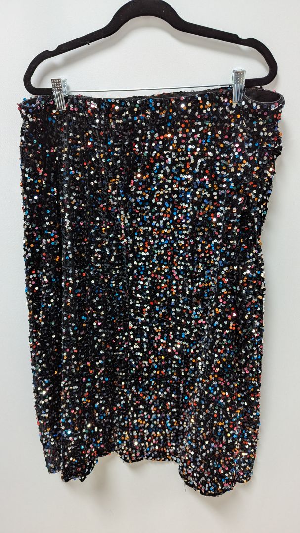 Black/Multicolor Sequin Midi Skirt