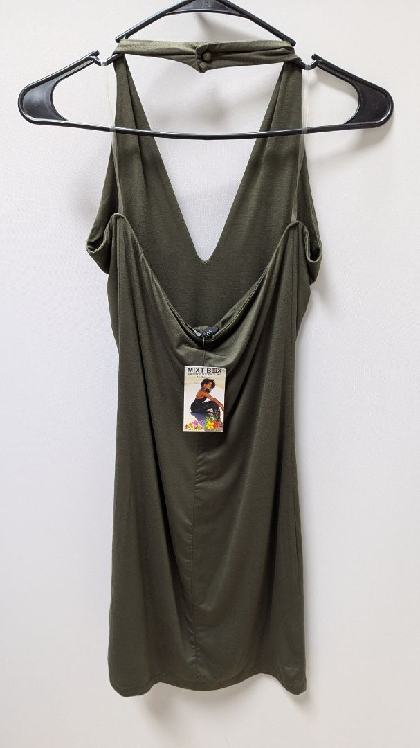 MIXT BOX Dark Green Solemio Halter-Neck Dress