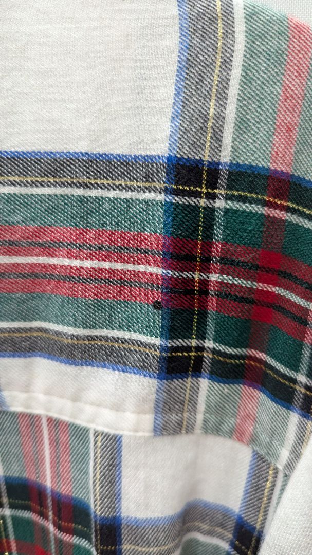 Style & Co White/Red/Green Plaid Button-Down Blouse