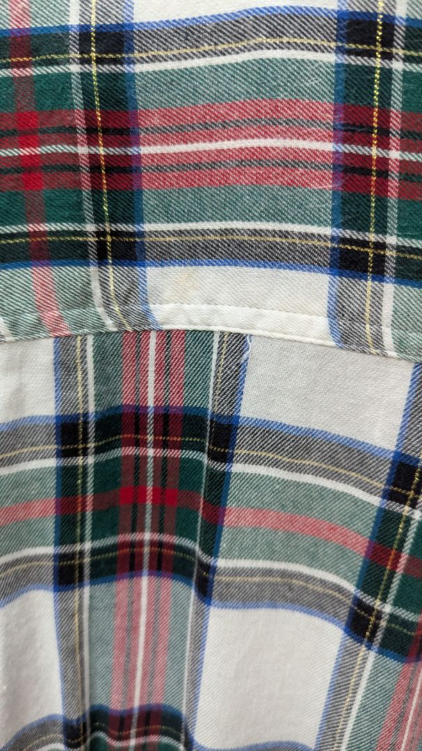 Style & Co White/Red/Green Plaid Button-Down Blouse