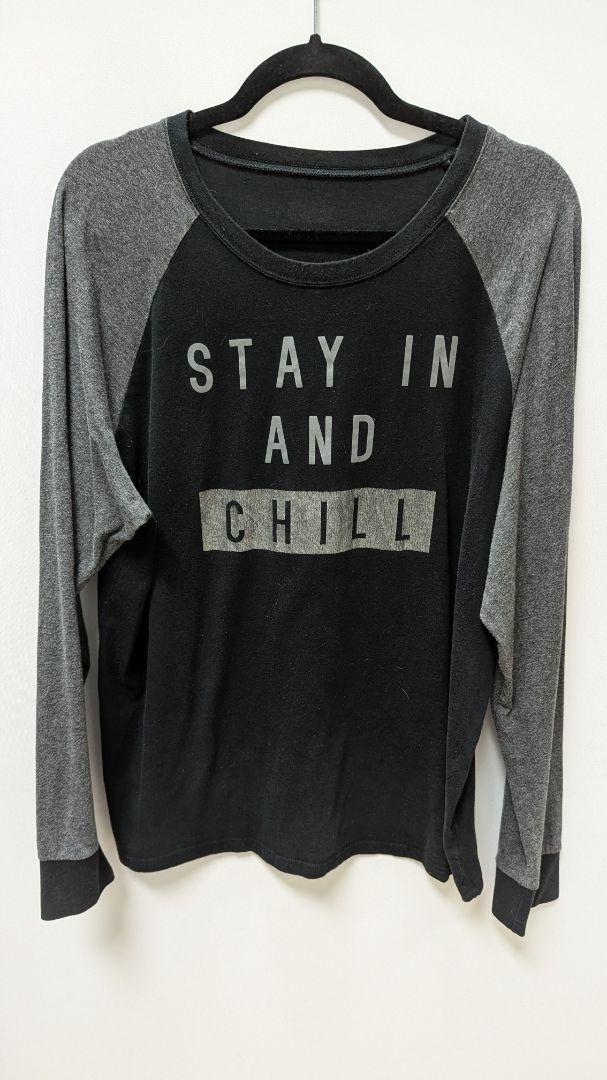 Black/Grey "Stay in & Chill" Graphic T-Shirt