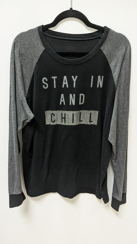 Black/Grey "Stay in & Chill" Graphic T-Shirt