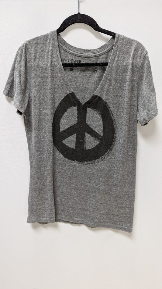 L.O.L. Vintage Grey Peace Sign Graphic T-Shirt