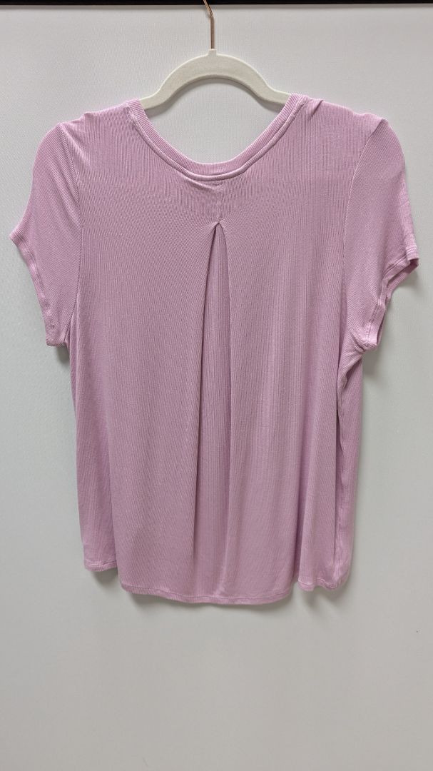 ATHLETA Light Pink Short-Sleeve Ribbed Blouse
