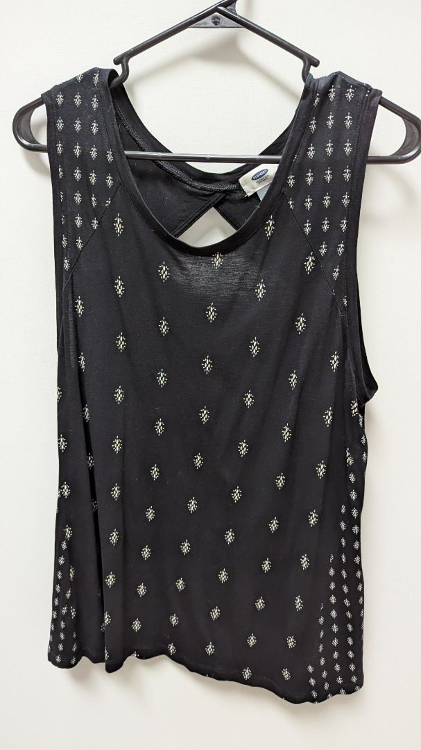 Old Navy Black Printed Keyhole Back Tank