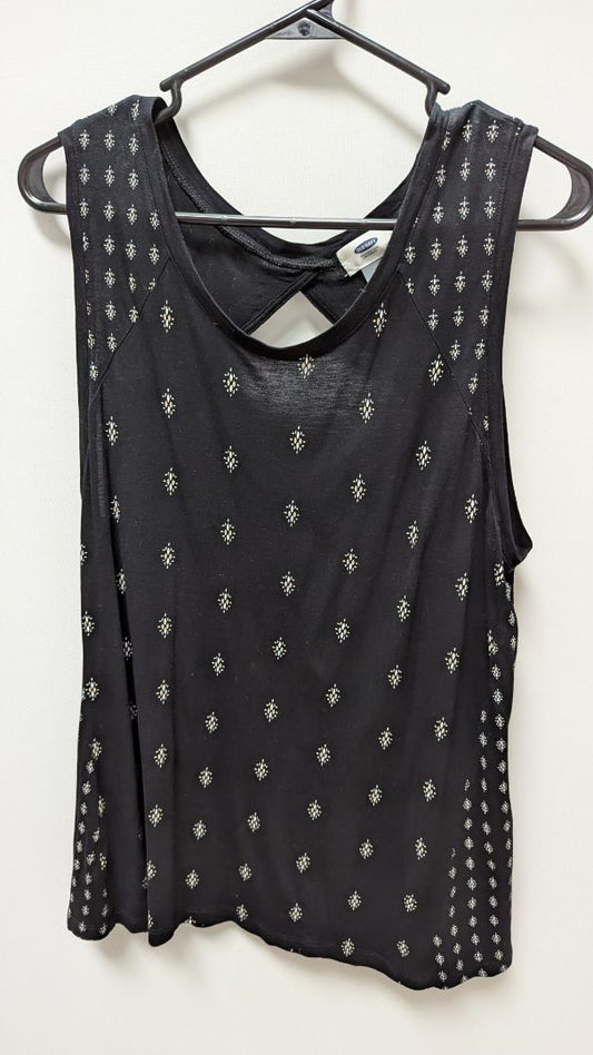 Old Navy Black Printed Keyhole Back Tank