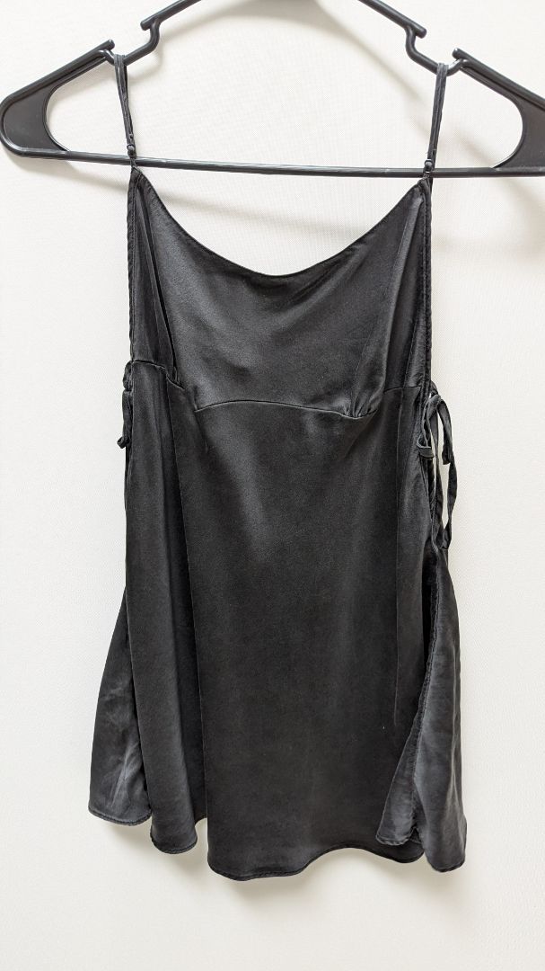 Victoria's Secret Black Tie-Side Silk Tank