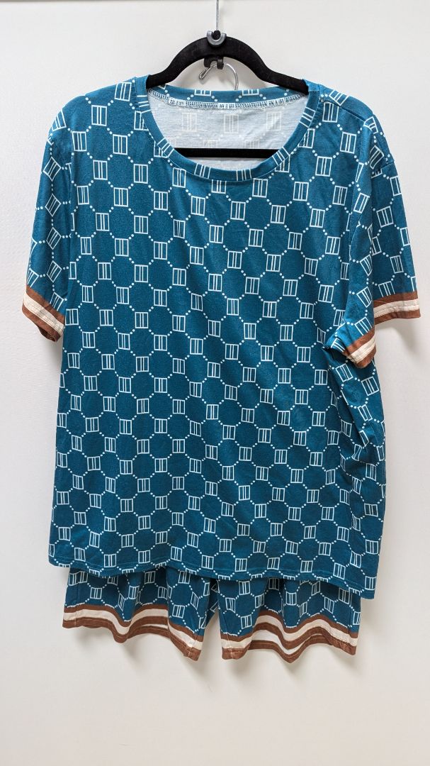 Blue/Brown Printed 2-Piece Sleepwear Set
