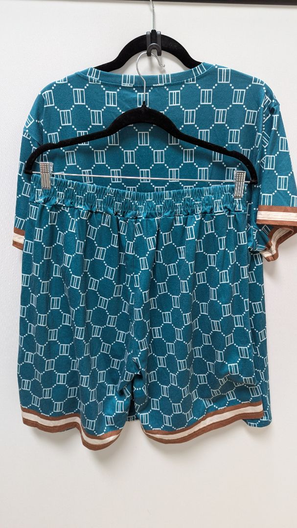 Blue/Brown Printed 2-Piece Sleepwear Set