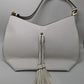 White/Mint Faux-Leather Tassel Purse