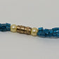 Blue/Gold Beaded Choker Necklace with Clasp