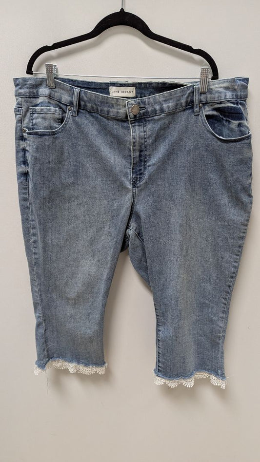 Lane Bryant Light Wash Lace Mid-Rise Signature Fit Pedal Jeans