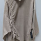 Tahari Sport Light Tan Ruched-Drawstring Sweater