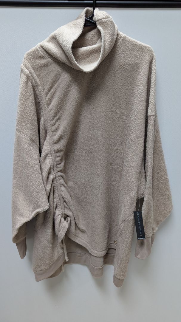 Tahari Sport Light Tan Ruched-Drawstring Sweater