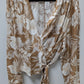 Lane Bryant Light Brown/Ivory Floral Print Wrap Blouse