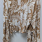 Lane Bryant Light Brown/Ivory Floral Print Wrap Blouse