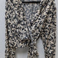 Lane Bryant Black/Beige Floral Print Wrap Blouse