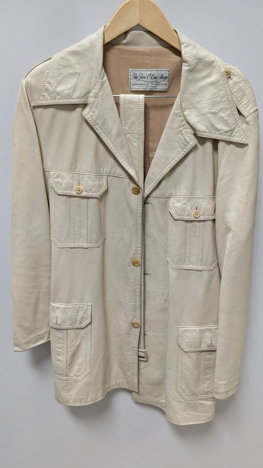 The Five O' One Shop Men's Light Tan Leather Jacket