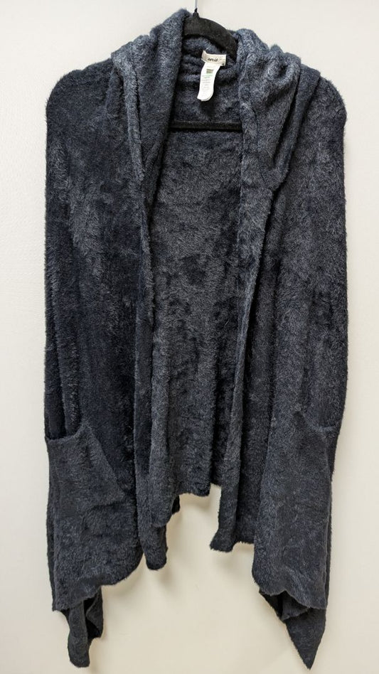 aerie Black Fuzzy Sweater Cape with Pockets