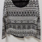 LAPIS White/Black Printed Long-Sleeve Sweater