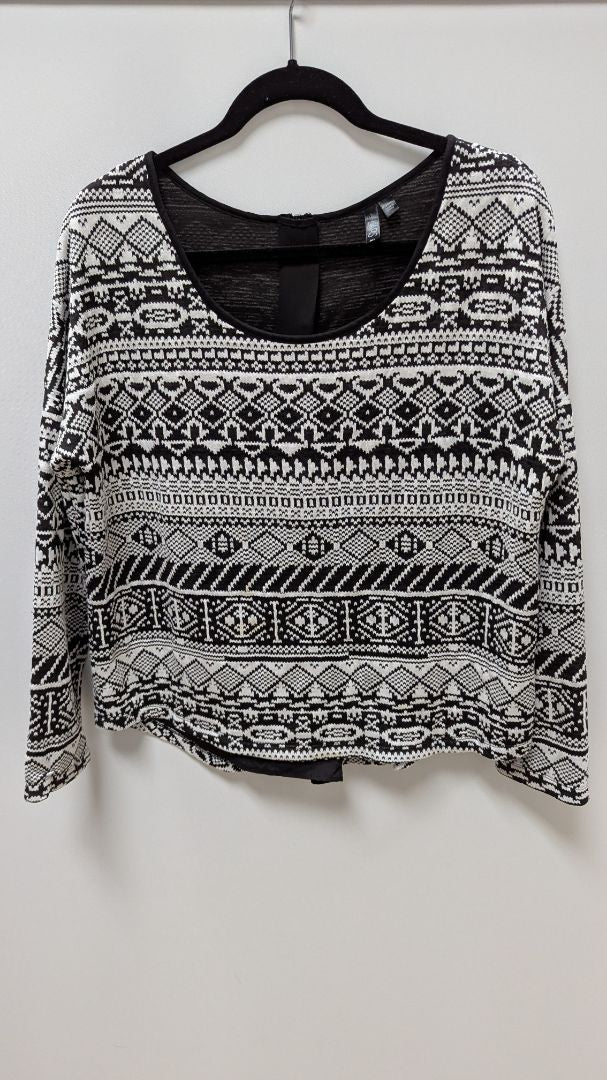 LAPIS White/Black Printed Long-Sleeve Sweater