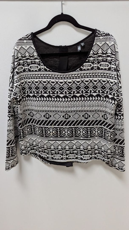 LAPIS White/Black Printed Long-Sleeve Sweater