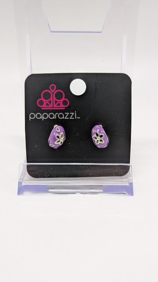Paparazzi Purple/Silver Floral Cuff Earrings