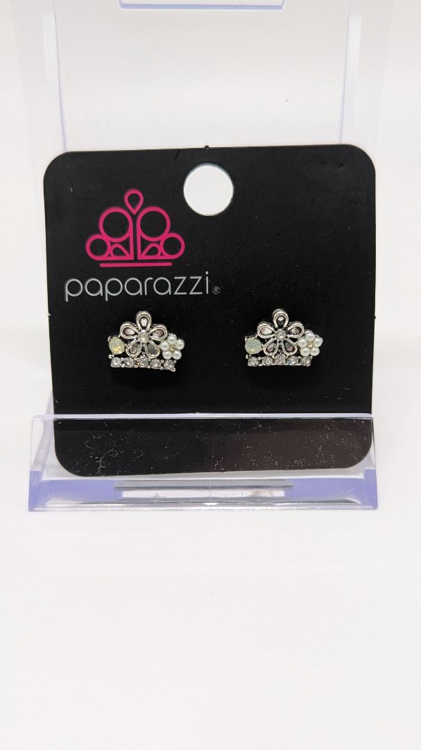 Paparazzi Silver/Yellow Floral Tiara Earrings