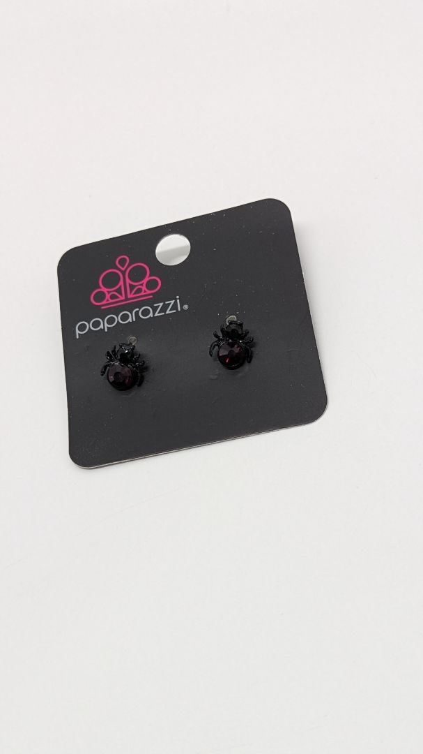 Paparazzi Black/Purple Spider Stud Earrings