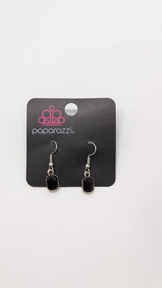 Paparazzi Silver/Black Rhinestone Dangle Earrings