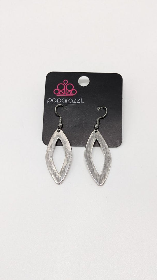 Paparazzi Silver Textured Diamond-Shaped Earrings