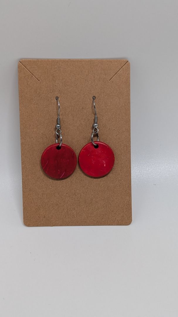 Paparazzi Red Wooden Circle Earrings