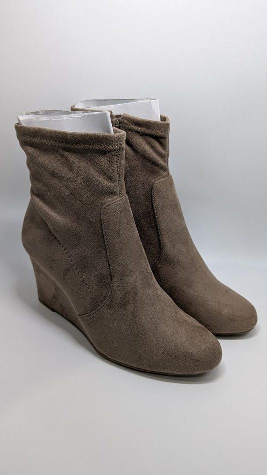 Lane Bryant Taupe Faux-Suede Heeled Boots