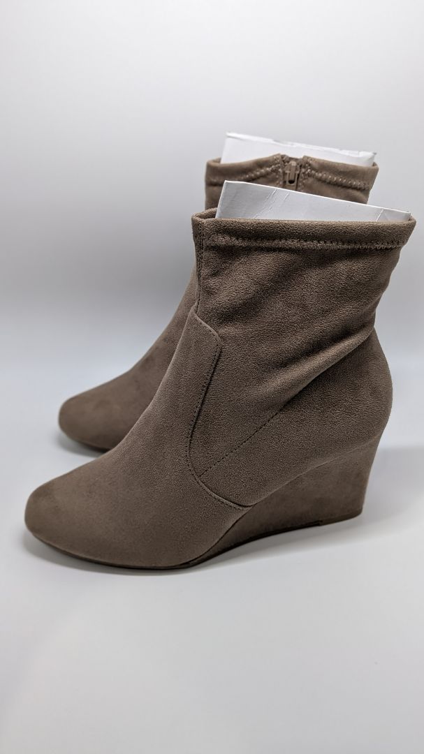 Lane Bryant Taupe Faux-Suede Heeled Boots