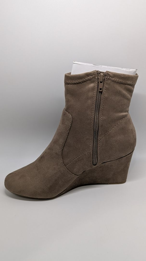 Lane Bryant Taupe Faux-Suede Heeled Boots