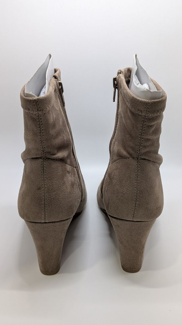 Lane Bryant Taupe Faux-Suede Heeled Boots