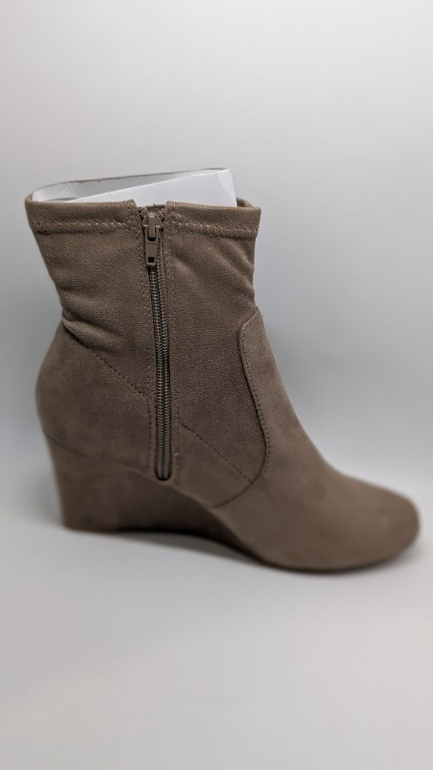Lane Bryant Taupe Faux-Suede Heeled Boots