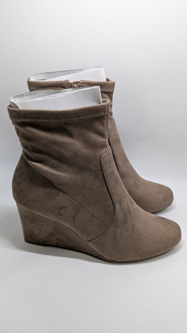 Lane Bryant Taupe Faux-Suede Heeled Boots