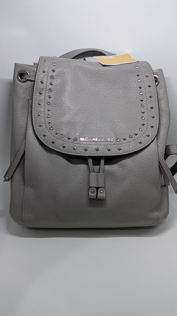 Michael Kors Ash Grey Riley LG Leather Backpack