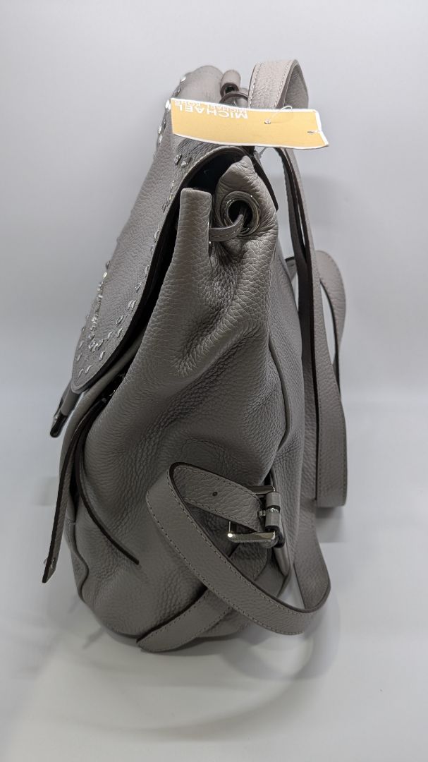 Michael Kors Ash Grey Riley LG Leather Backpack