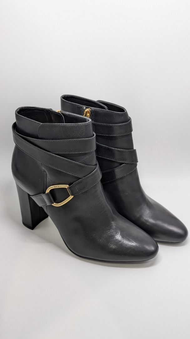 Lauren Ralph Lauren Black Addington Burnished Calf Boots