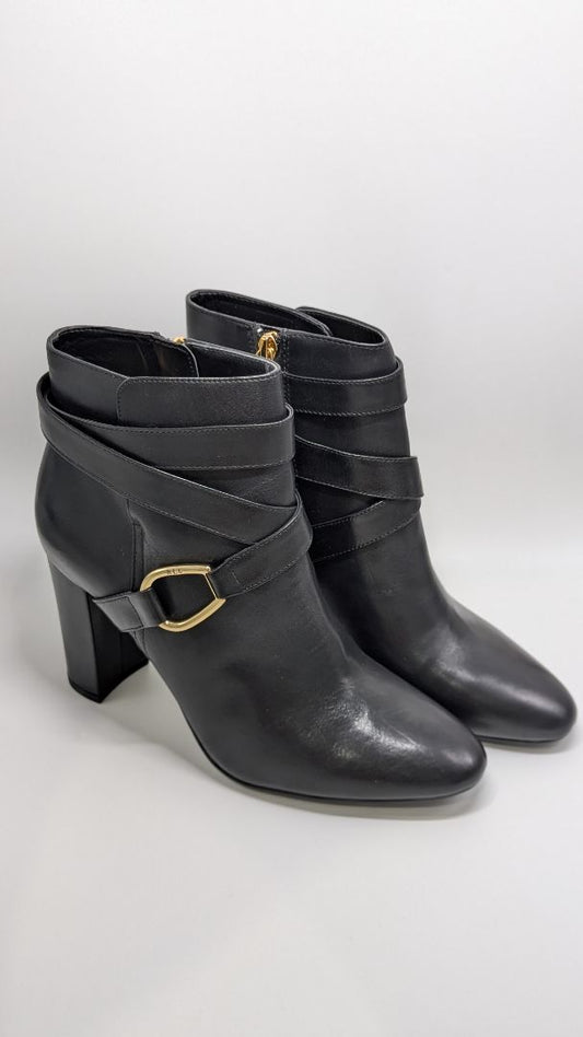 Lauren Ralph Lauren Black Addington Burnished Calf Boots
