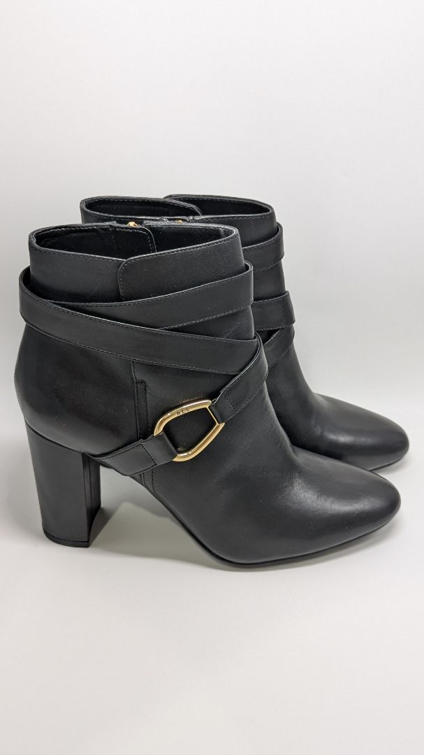 Lauren Ralph Lauren Black Addington Burnished Calf Boots