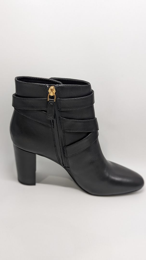 Lauren Ralph Lauren Black Addington Burnished Calf Boots