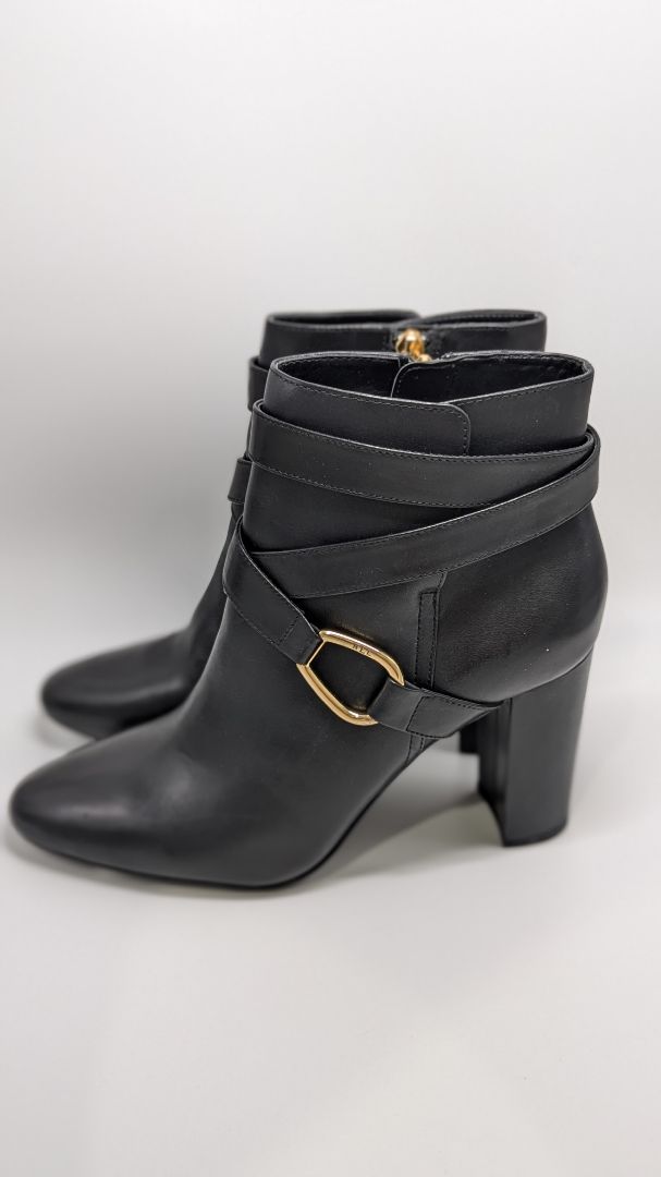 Lauren Ralph Lauren Black Addington Burnished Calf Boots